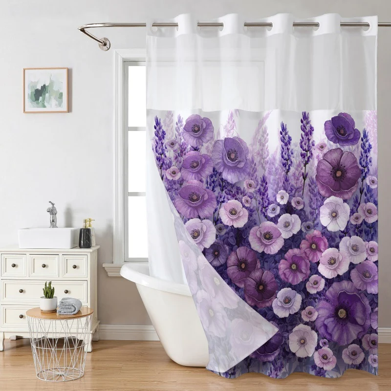 Duschvorhang mit künstlerischem Blumenmuster Skanto
