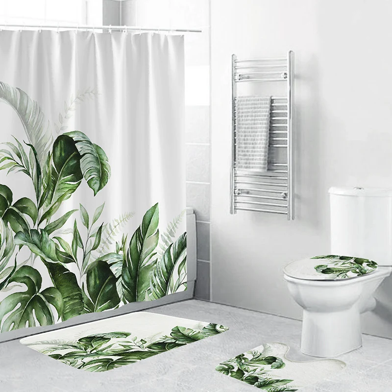 Badezimmer-Set mit tropischen Pflanzen Skanto