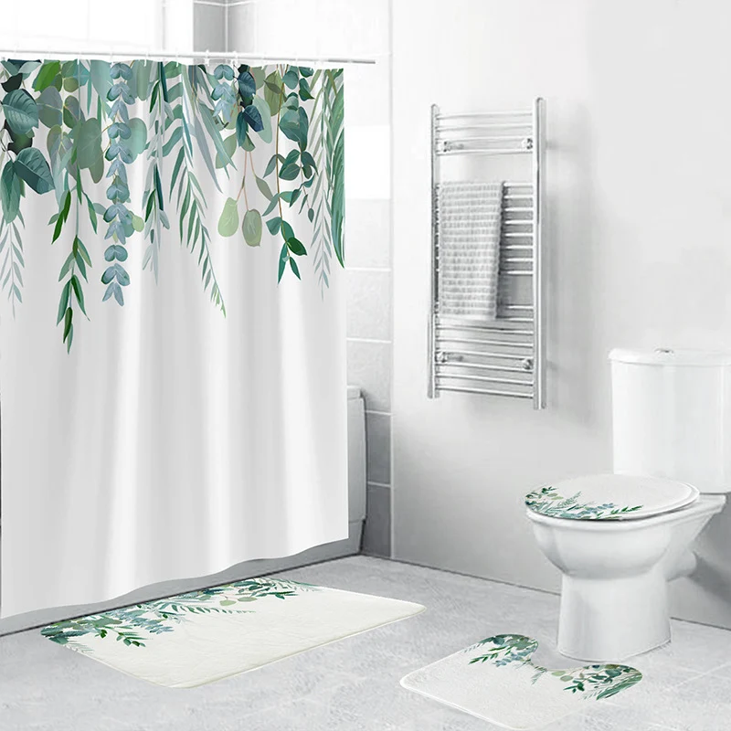 Badezimmer-Set mit tropischen Pflanzen Skanto