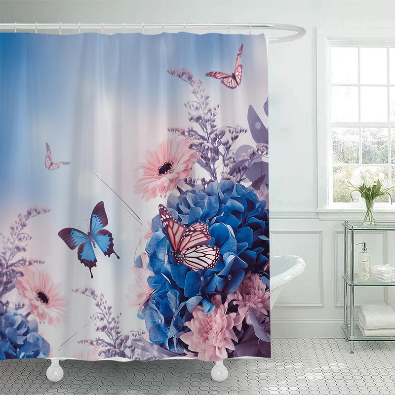 Duschvorhang mit Blumenmotiv-Inspiration Skanto