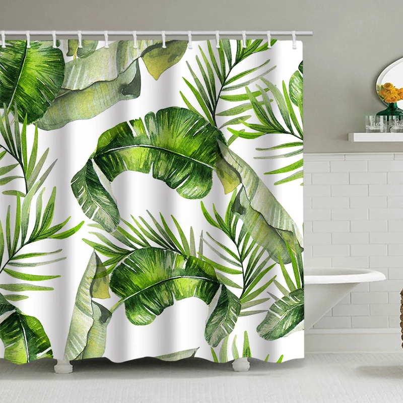 Duschvorhang Skanto mit botanischem Blattmuster