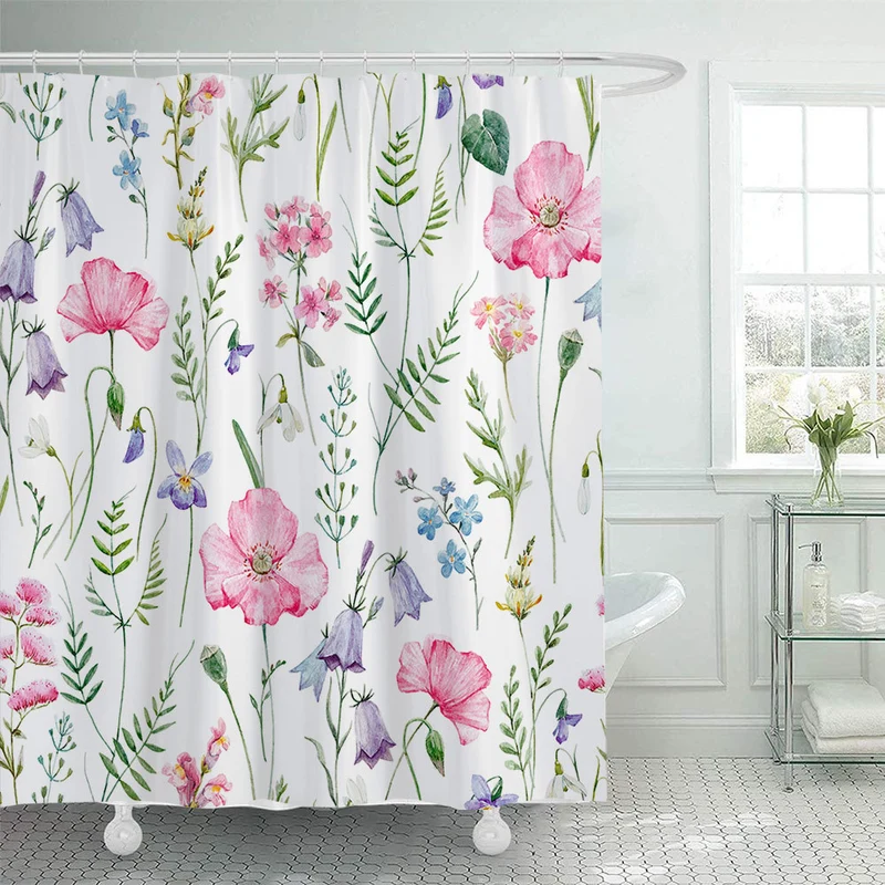 Duschvorhang mit botanischer Illustration Skanto