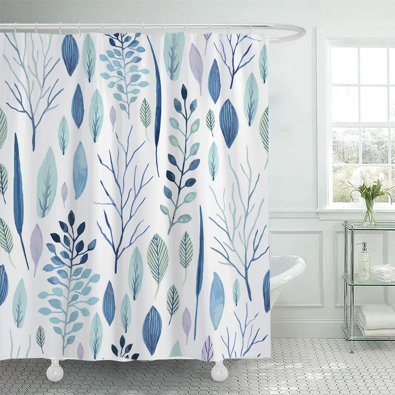 Duschvorhang mit botanischer Illustration Skanto