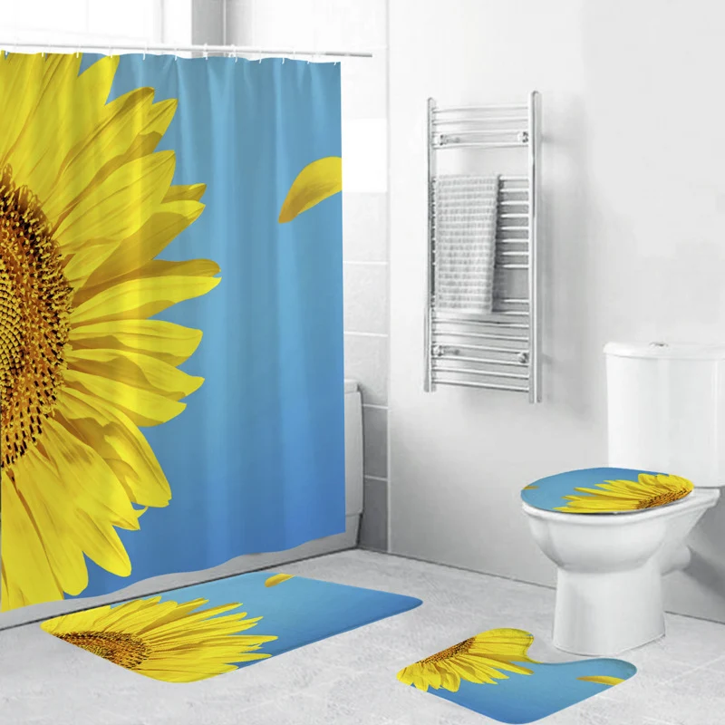 Badezimmer-Ensemble mit botanischem Blattgrün-Motiv Skanto