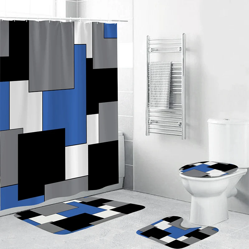 Badezimmer-Accessoire-Set mit geometrischem Muster Skanto