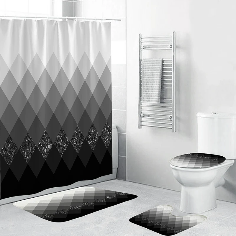 Badezimmer-Accessoire-Set mit geometrischem Muster Skanto