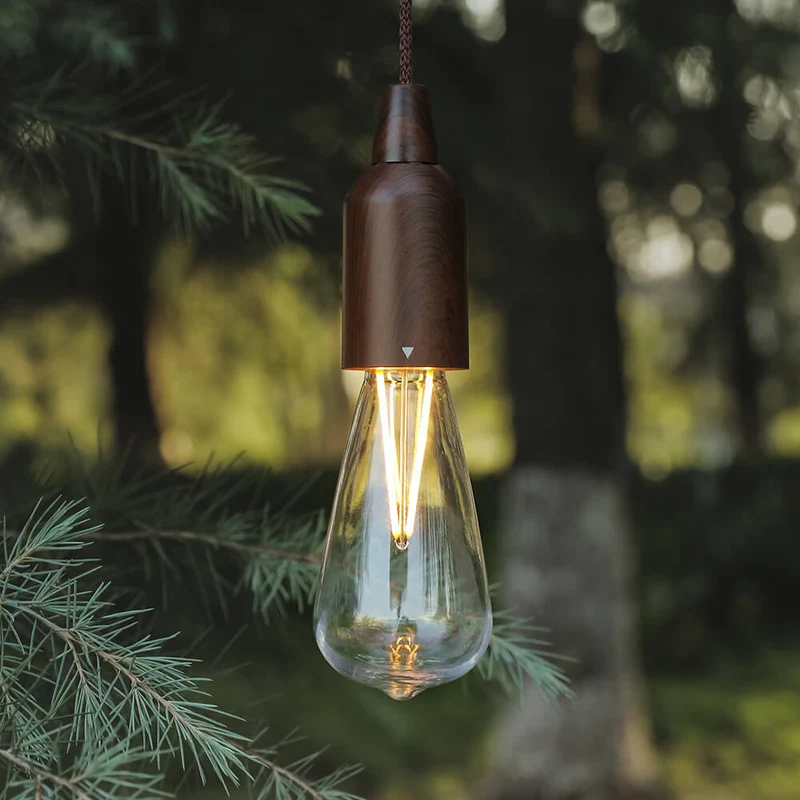 Retro Tragbare Wasserdichte Holzkegel Batterie USB 1-Licht Camping Outdoor Lampe | Skanto