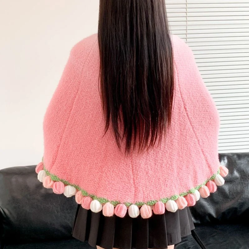 Poncho mit farbenfrohem Pompon-Detail Skanto