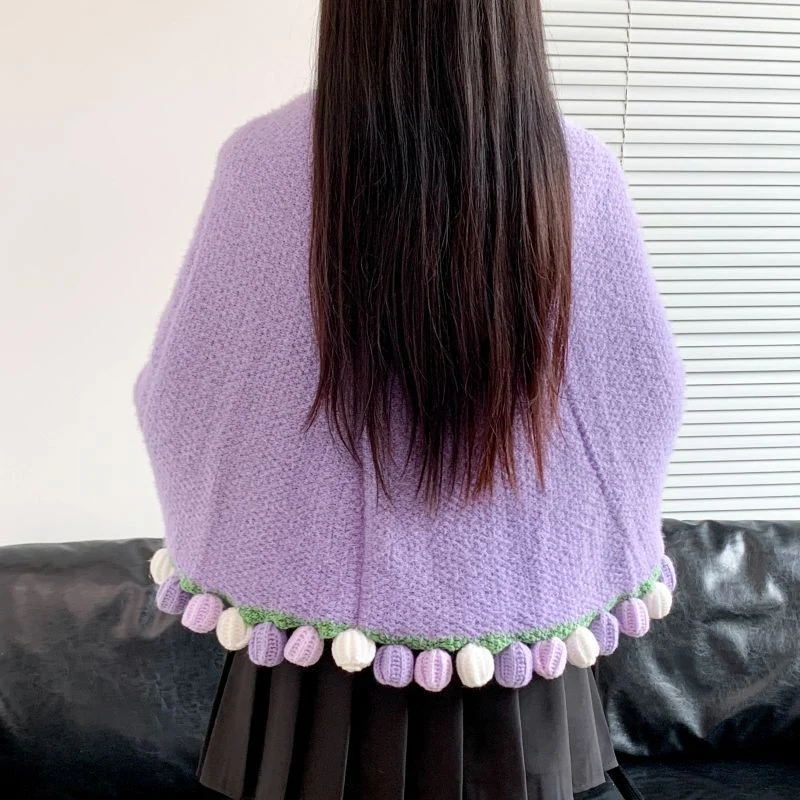 Poncho mit farbenfrohem Pompon-Detail Skanto