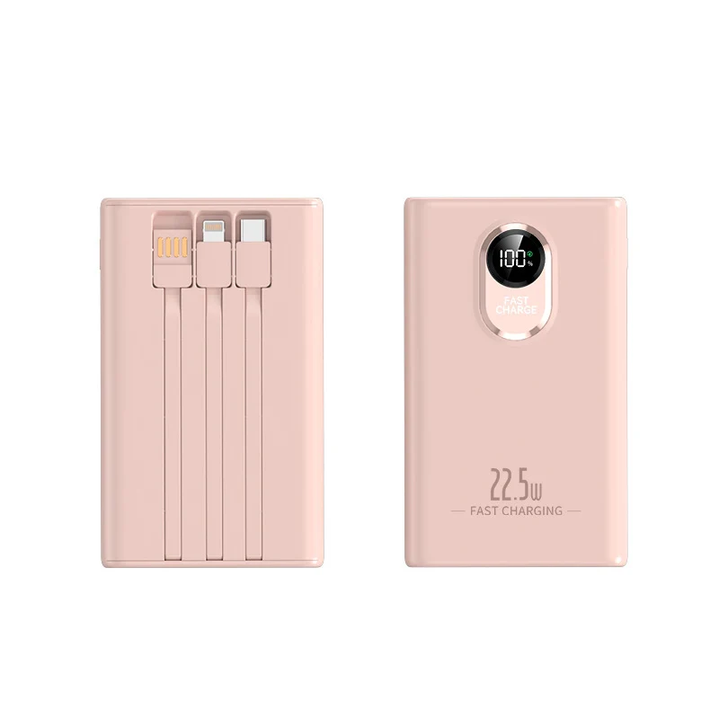 Kompakte Powerbank mit integriertem Schnellladeadapter und digitaler Leistungsanzeige Skanto
