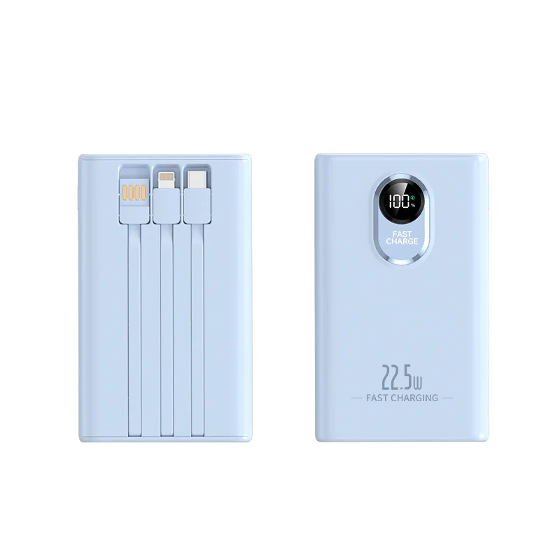 Kompakte Powerbank mit integriertem Schnellladeadapter und digitaler Leistungsanzeige Skanto