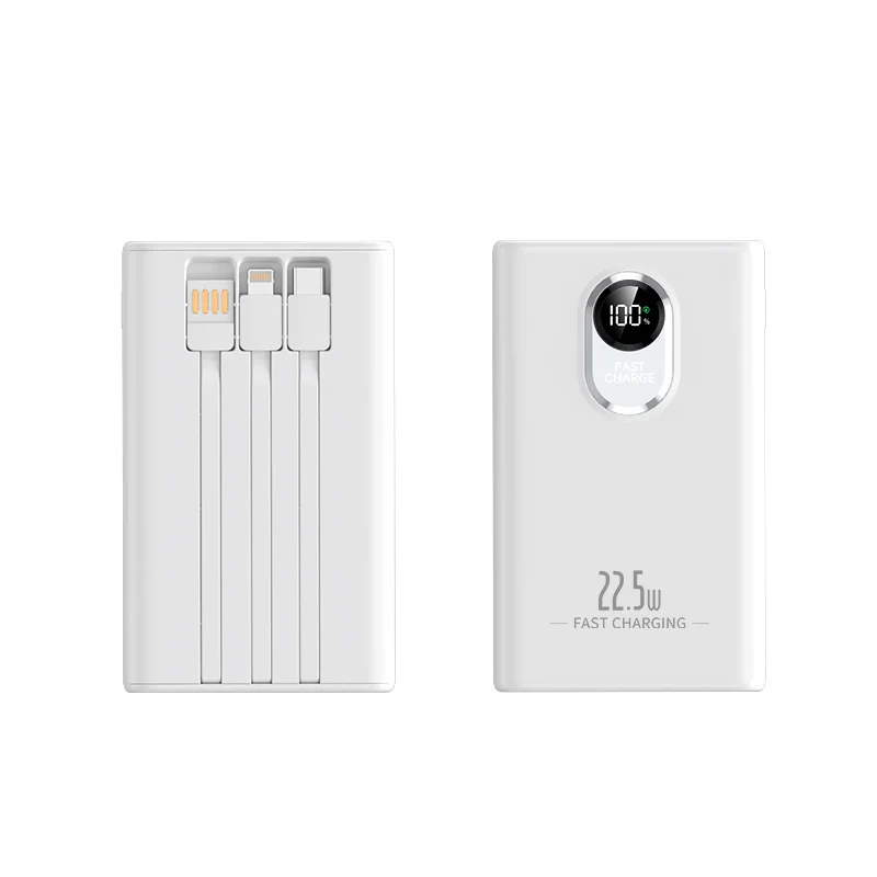 Kompakte Powerbank mit integriertem Schnellladeadapter und digitaler Leistungsanzeige Skanto