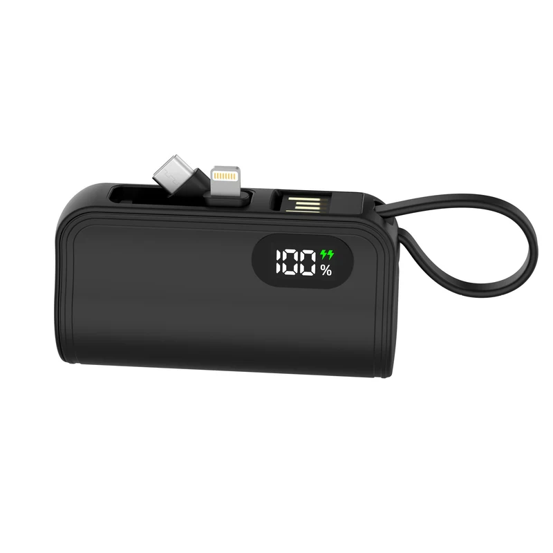 Kompakte Powerbank mit integriertem Ladekabel und Schnellladefunktion Skanto
