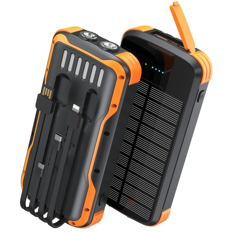 Tragbare Solar Powerbank mit multifunktionalen Ladeanschlüssen Skanto