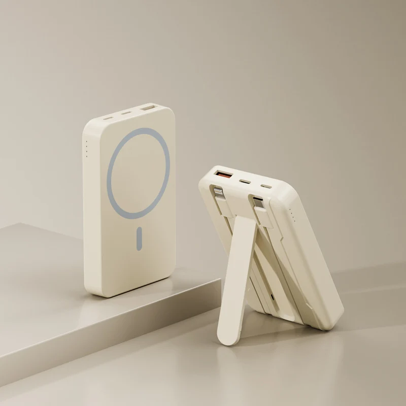 Kabellose Powerbank mit integriertem Ständer und intelligenter Ladeanzeige Skanto