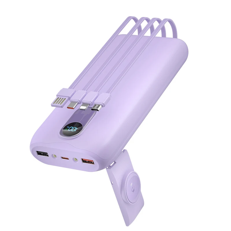 Powerbank mit integrierten Ladekabeln und LCD-Bildschirm Skanto