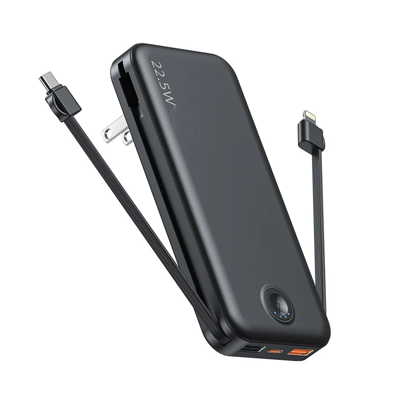 Powerbank mit integriertem Wandstecker und Dual-Ladefunktion Skanto