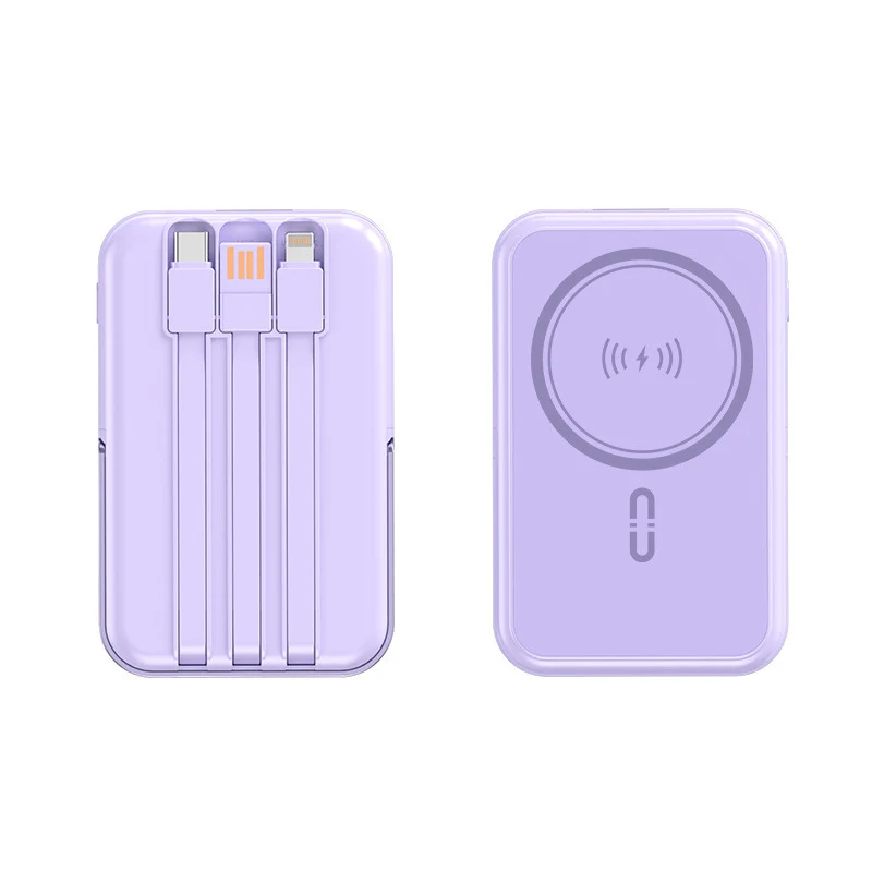 Powerbank mit integrierten Ladekabeln und kabelloser Ladefunktion Skanto