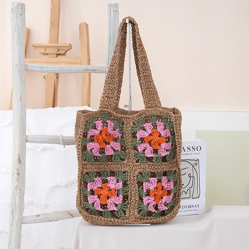 Handgemachte Häkeltasche mit Blumenmuster Skanto