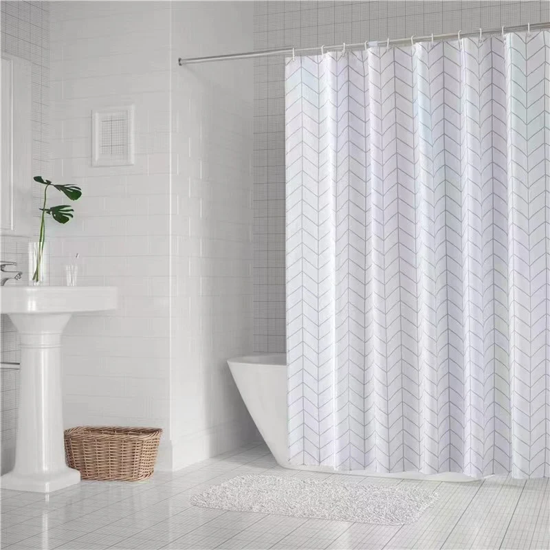 Stoff-Duschvorhang mit Chevron-Muster Skanto