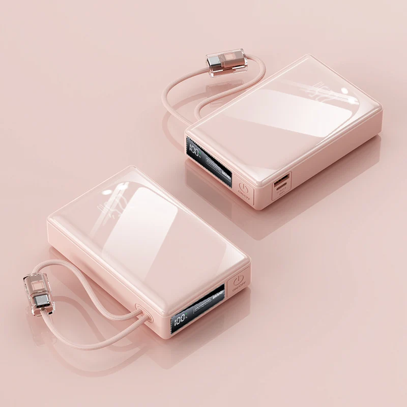Kompakte Powerbank mit integriertem Kabel und digitaler Ladeanzeige Skanto