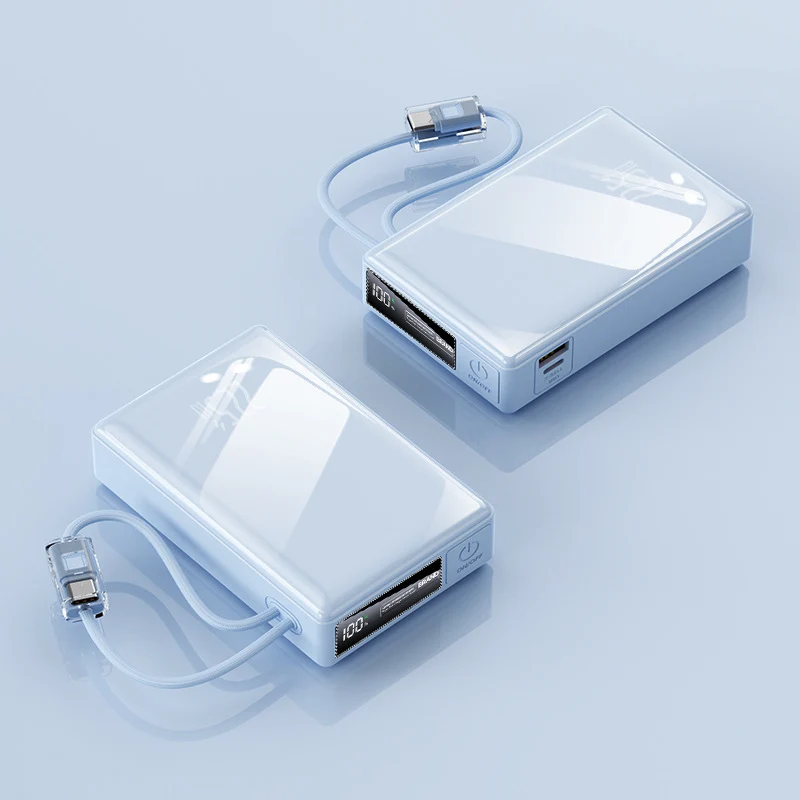 Kompakte Powerbank mit integriertem Kabel und digitaler Ladeanzeige Skanto