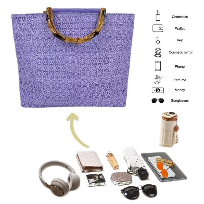 Elegante Baumwolltasche mit Bambusgriff Skanto