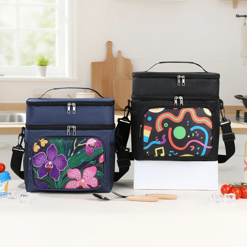 Isolierte Picknick-Kühltasche mit stilvollem Blumenmuster Skanto