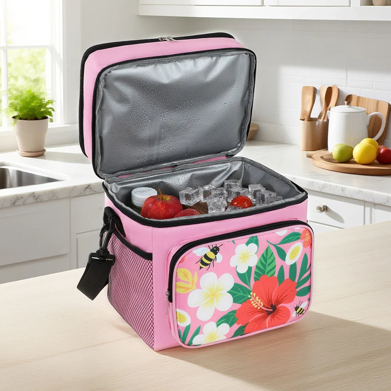 Isolierte Picknick-Kühltasche mit stilvollem Blumenmuster Skanto