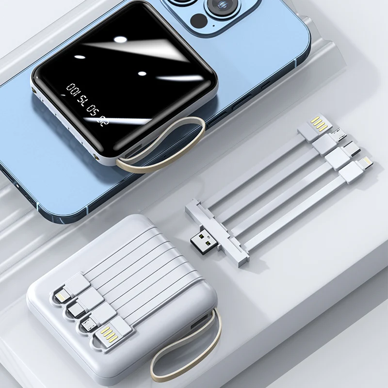 Multifunktionale Powerbank mit integriertem Ladekabel Skanto