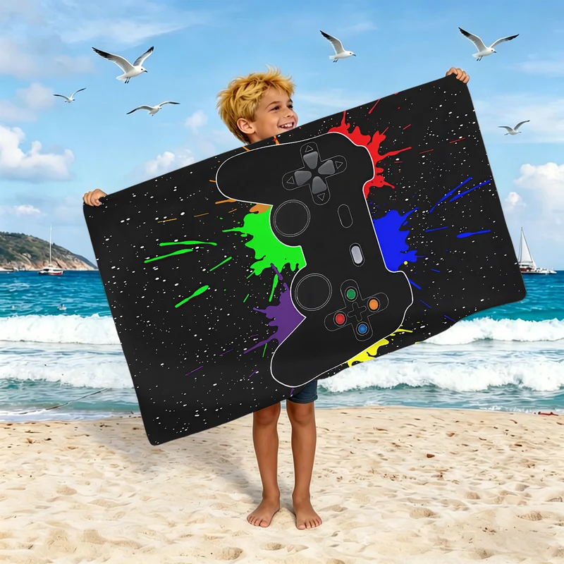 Jungen-Strandtuch mit Spielkonsolen-Motiv Skanto