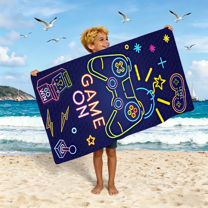 Jungen-Strandtuch mit Spielkonsolen-Motiv Skanto