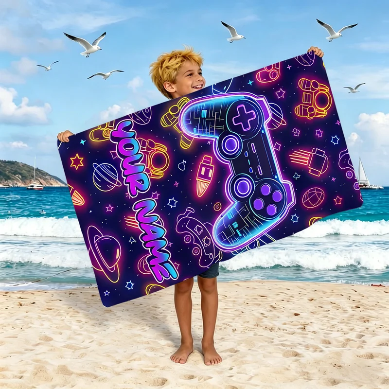 Jungen-Strandtuch mit Spielkonsolen-Motiv Skanto