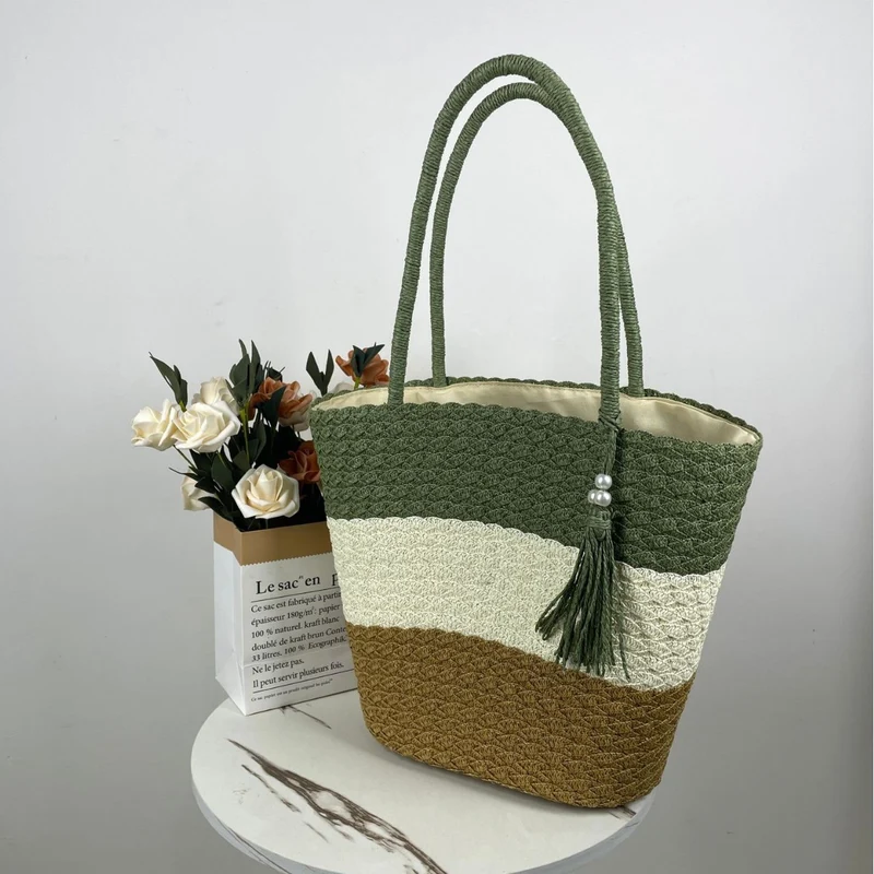 Trendige geflochtene Strandtasche Skanto