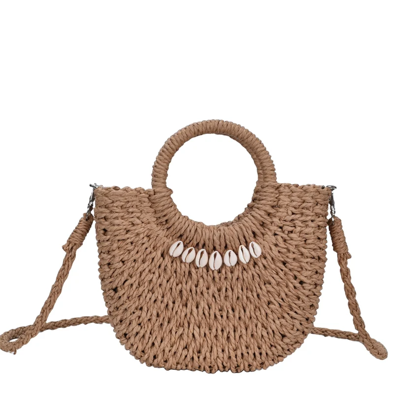 Handtasche aus Naturfasern mit Muschelverzierung Skanto