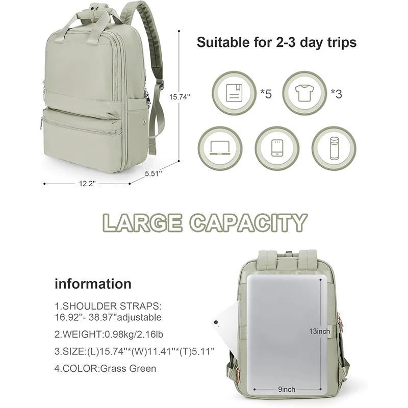 Reiserucksack mit integriertem Laptopfach und Organizer Skanto