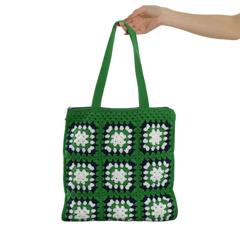 Handgemachte Baumwoll-Tragetasche im Vintage-Oma-Design Skanto