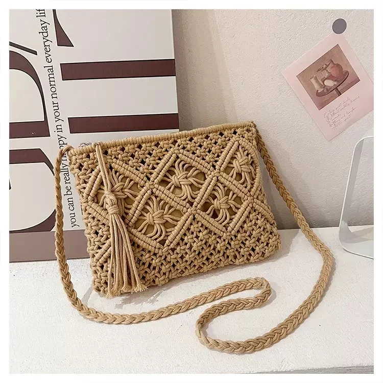 Makramee-Schultertasche mit künstlerischem Knotendesign Skanto