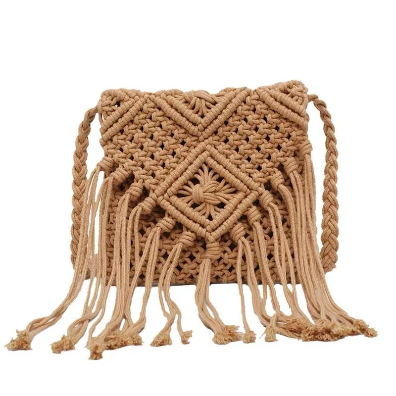 Makramee-Schultertasche mit Fransen-Details Skanto