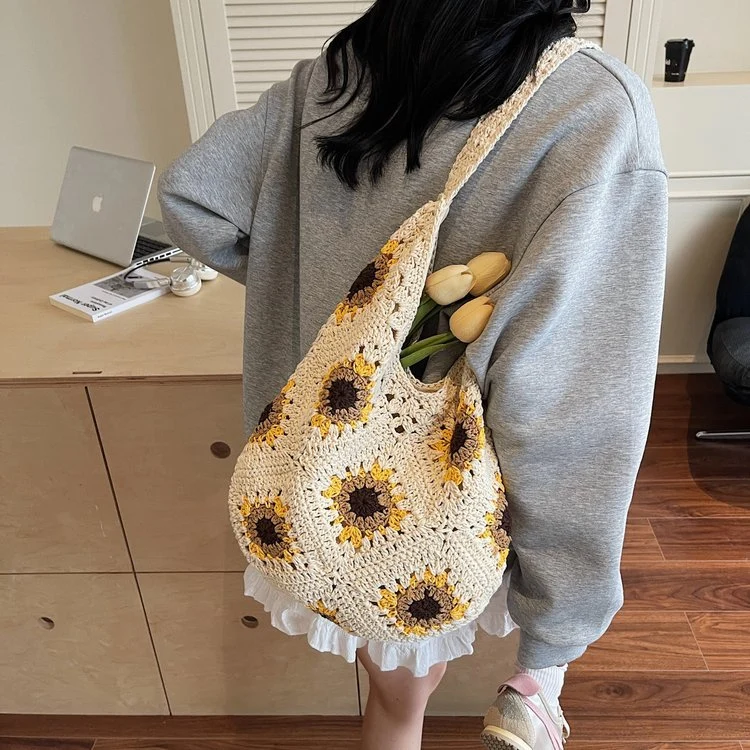 Makramee-Shopper mit buntem Blumendesign Skanto