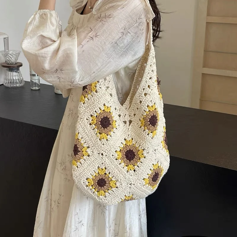 Makramee-Shopper mit buntem Blumendesign Skanto