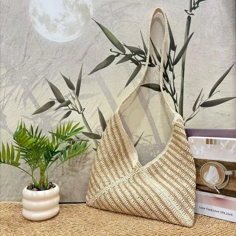 Leichte Strohtasche mit Wellenmuster Skanto