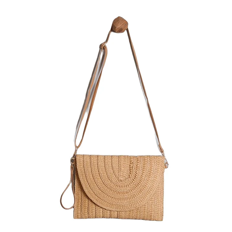 Handtasche aus hochwertigem geflochtenem Raffia mit elegantem Klappenverschluss Skanto