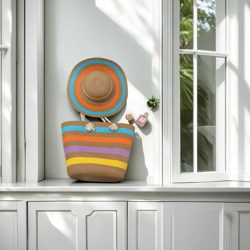 Strandtasche mit bunten Streifen Skanto