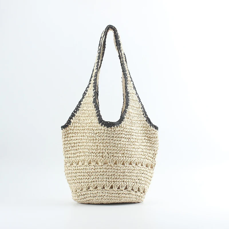 Strand-Umhängetasche aus handgewebtem Raffia mit elegantem Punkt Skanto