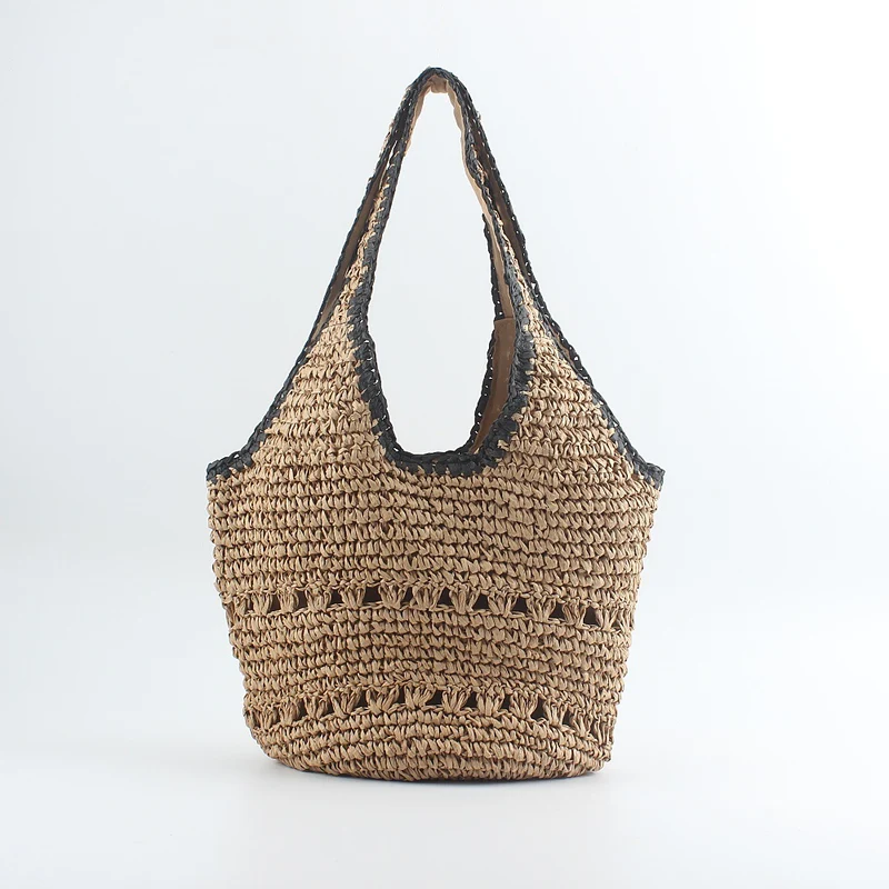 Strand-Umhängetasche aus handgewebtem Raffia mit elegantem Punkt Skanto