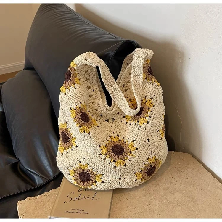 Handgehäkelte Sommer-Shopper-Tasche Skanto