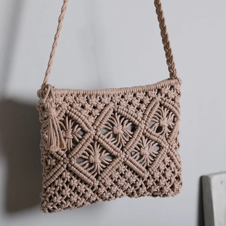 Handgefertigte Makramee-Umhängetasche Skanto
