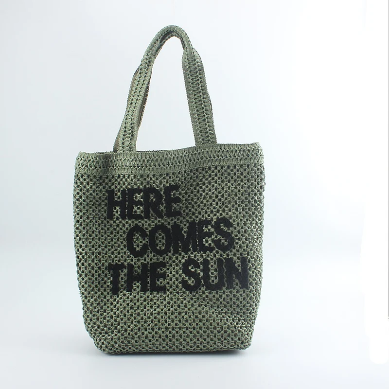 Handgemachte Makramee-Tasche mit Zitat-Detail Skanto