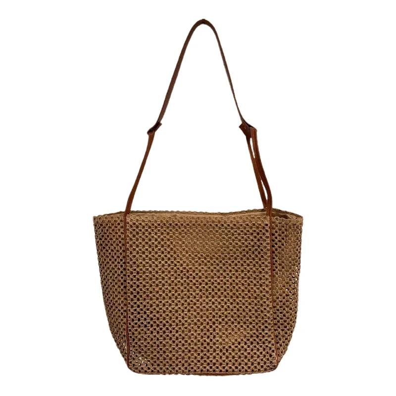 Handgefertigte Netztasche mit Lederdetails Skanto